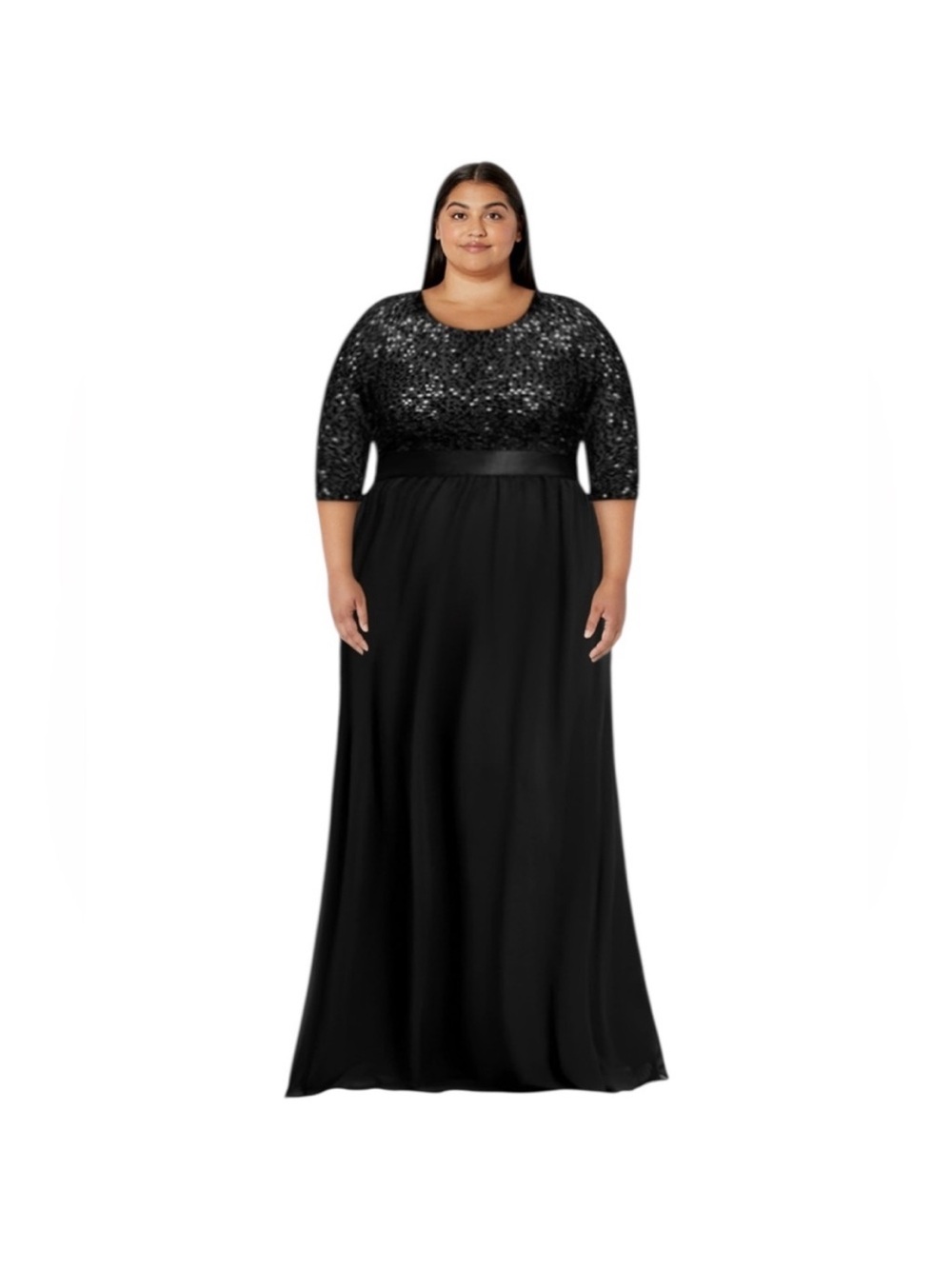 Ever-Pretty Black Sequin Chiffon Evening Gown Size 20 NWT
